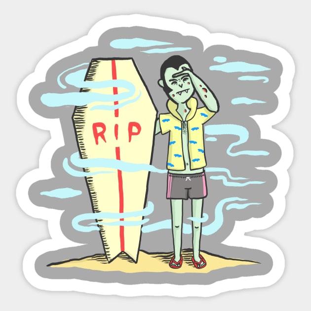 Surf Dracula Sticker by garbage_party